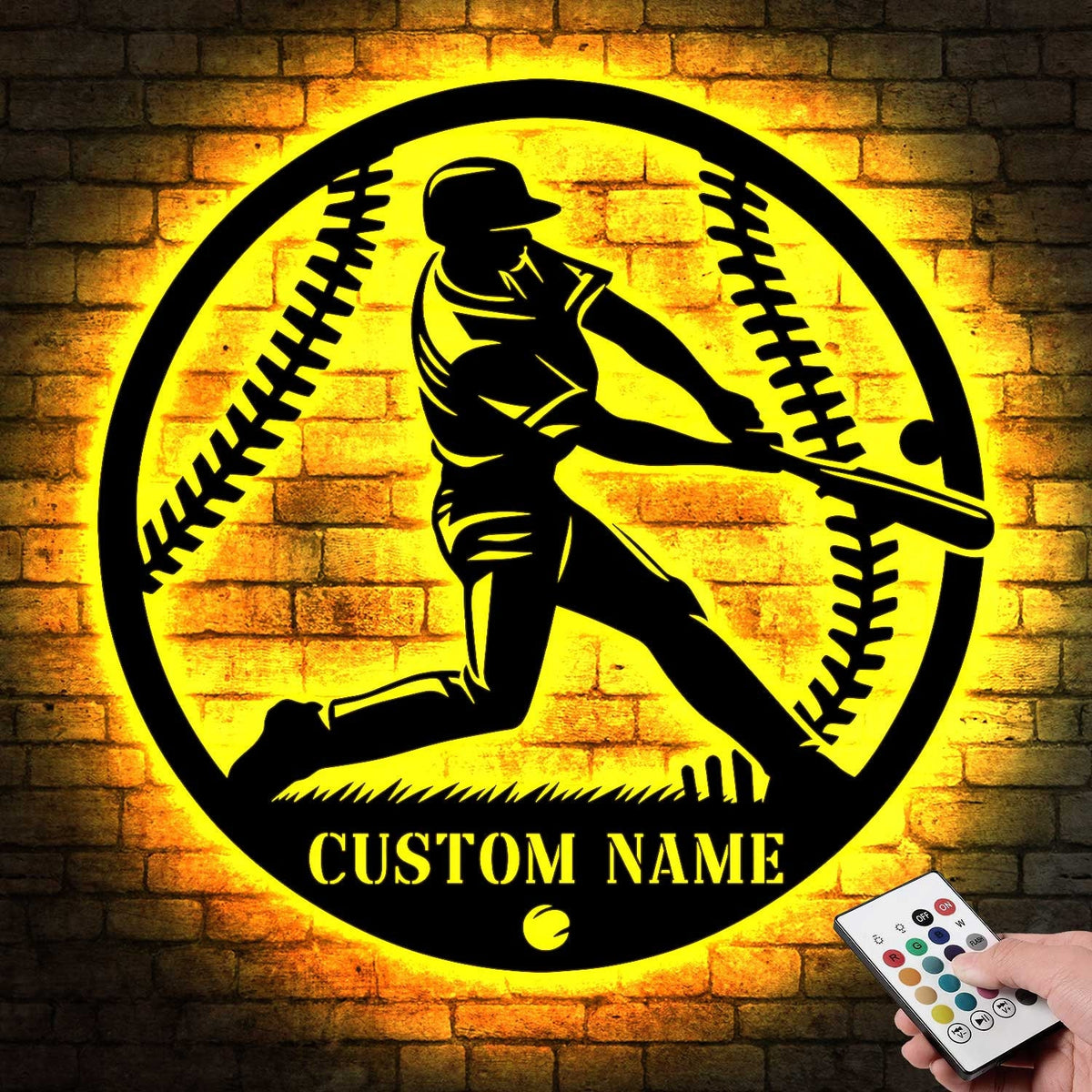 Personalized Baseball Metal Sign with LED Lights, Baseball Wall Art, Baseball Player Gift, Baseball Player Name Sign, Gift for Him