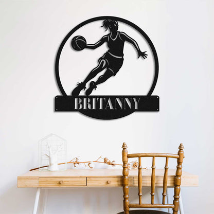Custom Female Basketball Metal Sign with LED Light, Basketball Wall Art, Basketball Player Gifts, Basketball Girl Sign, Gift for Her