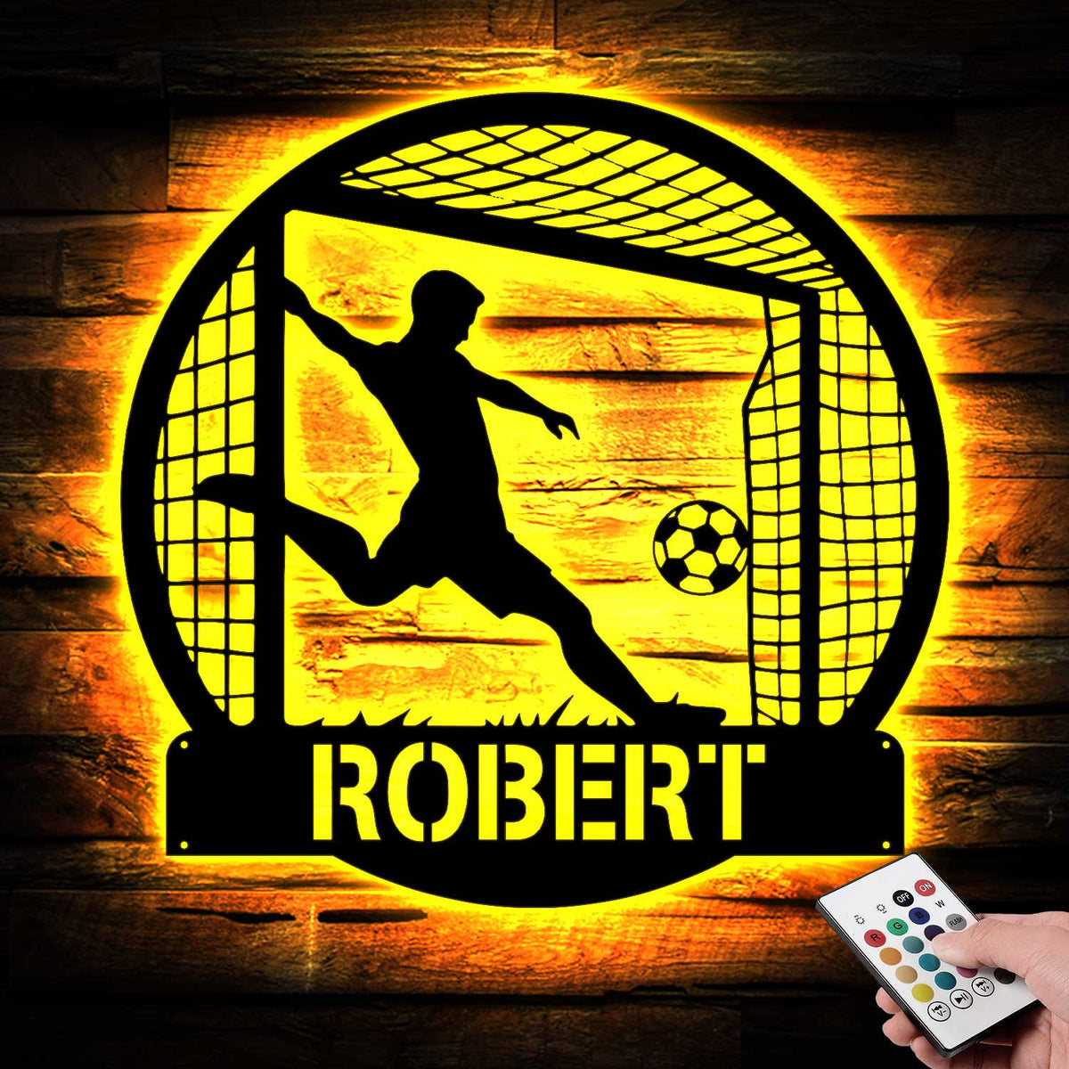Custom Soccer Metal Sign with LED Light, Football Player Name Sign, Metal Soccer Wall Art, Boys Room Decor, Football Lover Gift