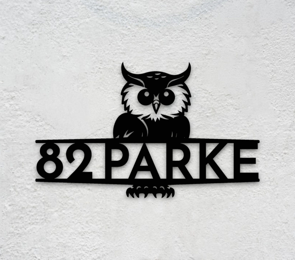 Custom Owl Metal Address Sign - Personalized Modern House Number Plaque, Unique Outdoor Wall Decor