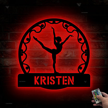 Custom Gymnastics Metal Sign with Led lights, Gymnastics Sign, Personalized Gymnast Name Sign, Gift For Athletes, Birthday Gift