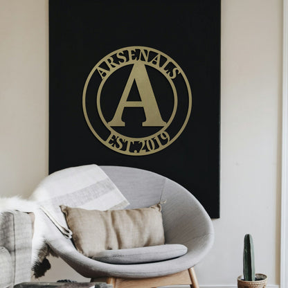 Custom Metal Monogram Sign, Family Name, Established Date, Steel Wall Art