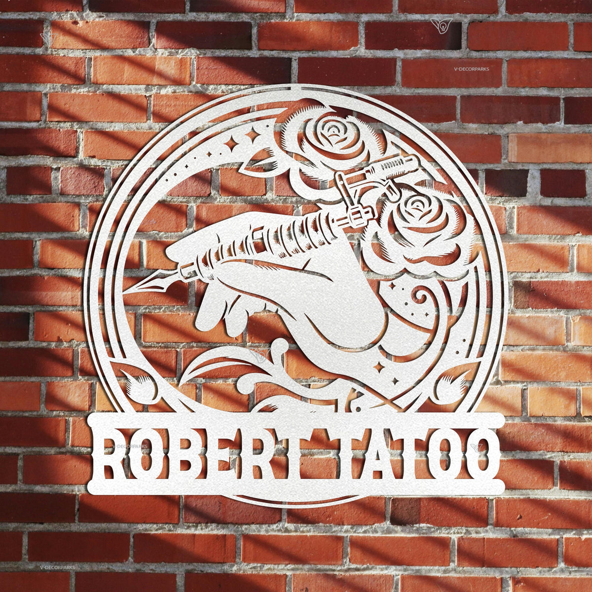 Custom Tattoo Machine Metal Sign with LED Light, Tattoo Artist Gift, Tattoo Shop Decor, Tattoo Studio Wall Decor, Ink Studio Name Sign