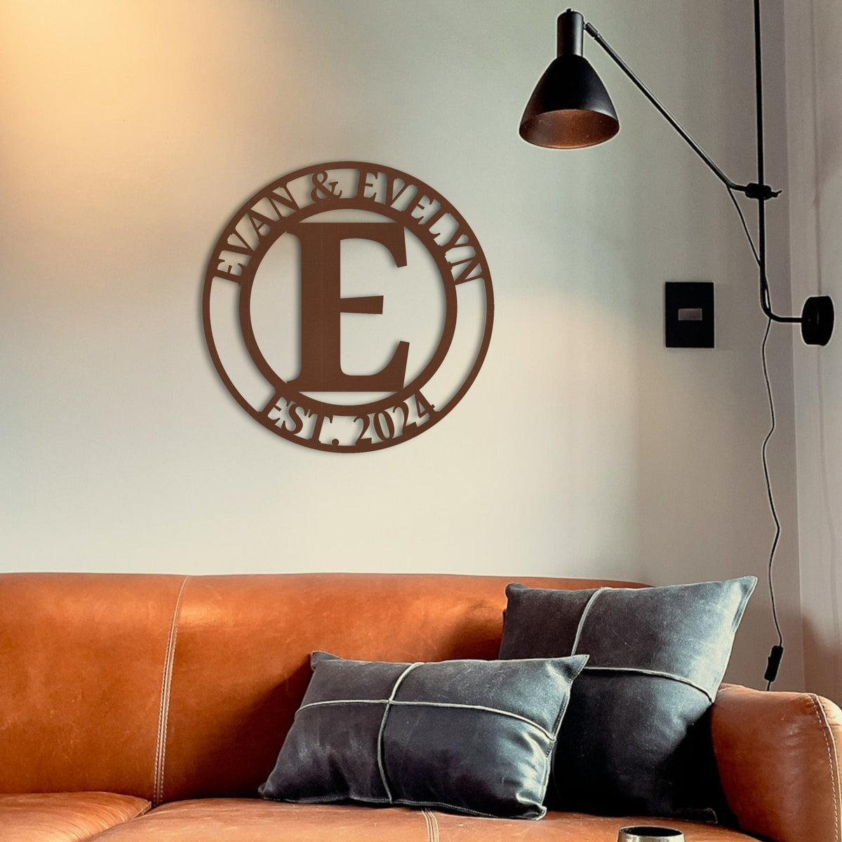 Custom Metal Monogram Sign, Family Name, Established Date, Steel Wall Art