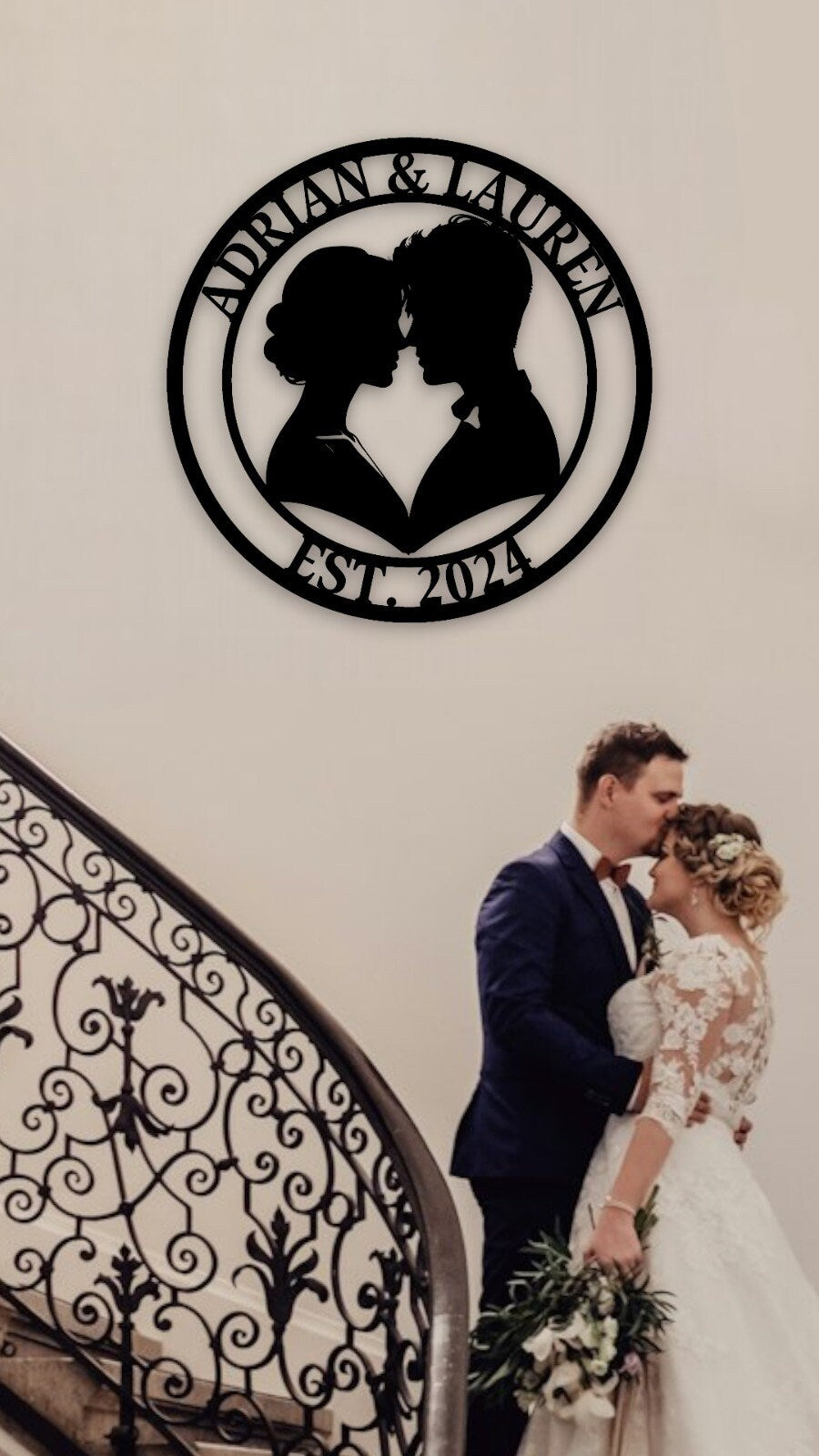 Custom Photo Metal Wall Art, Wedding Name Sign, Anniversary Gift