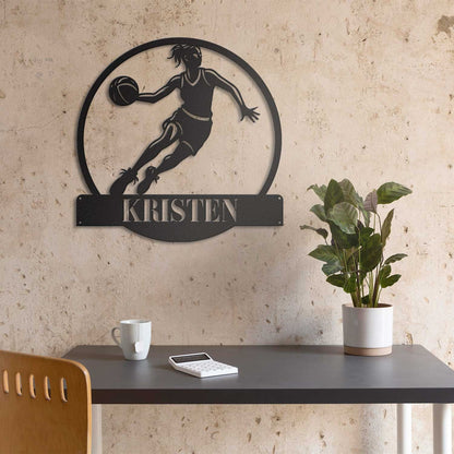 Custom Female Basketball Metal Sign with LED Light, Basketball Wall Art, Basketball Player Gifts, Basketball Girl Sign, Gift for Her
