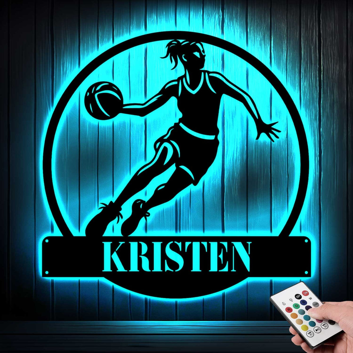 Custom Female Basketball Metal Sign with LED Light, Basketball Wall Art, Basketball Player Gifts, Basketball Girl Sign, Gift for Her