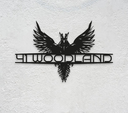 Custom Metal Address Sign with Eagle, Personalized House Number