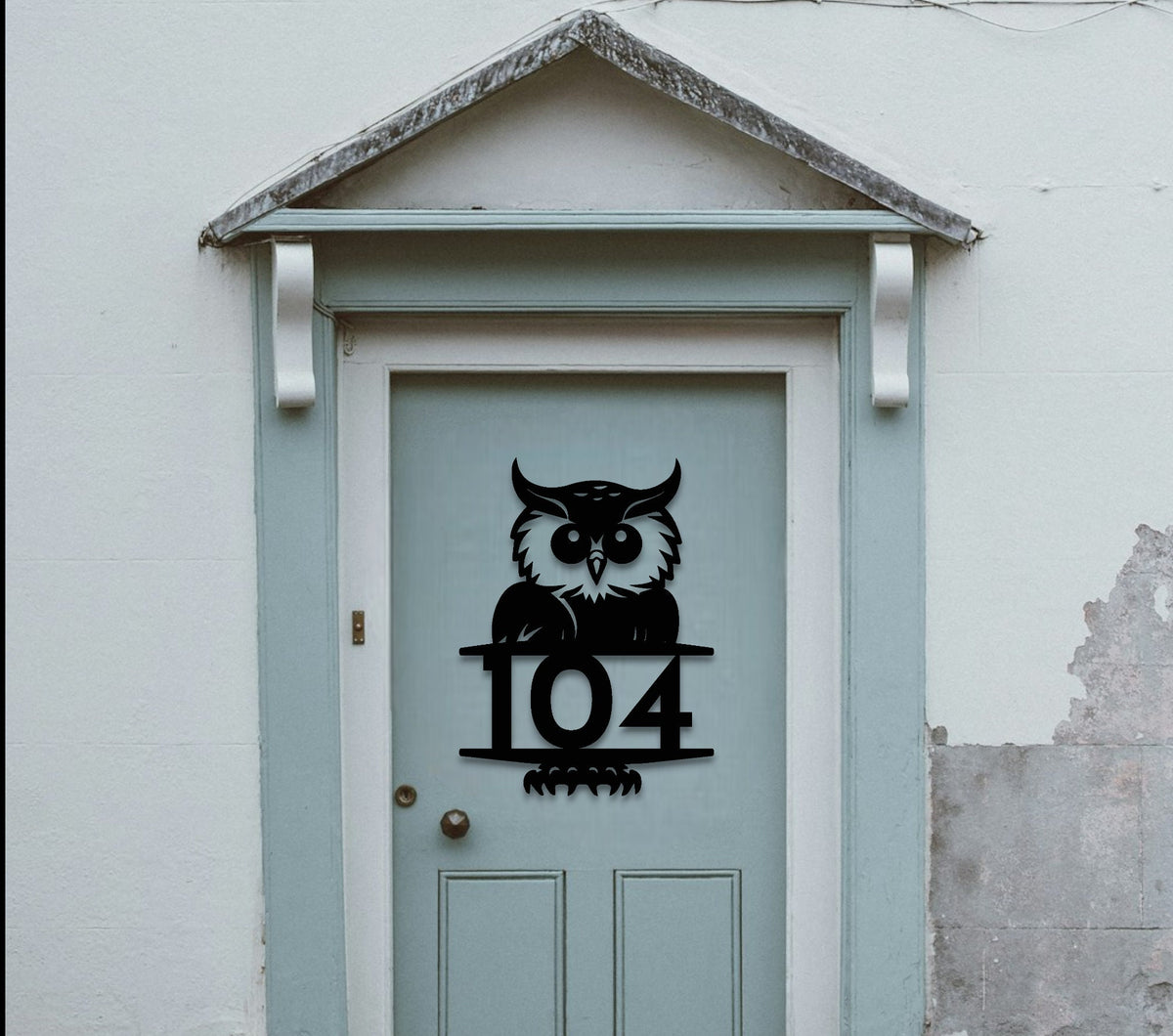 Custom Owl Metal Address Sign - Personalized Modern House Number Plaque, Unique Outdoor Wall Decor