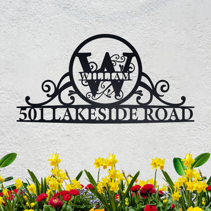 Customized Elegant Metal Address Sign - Durable Outdoor Home Decor, Personalized Stylish Name & Address Display