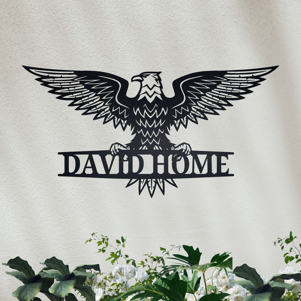 Custom Metal Address Sign with Eagle | Personalized House Number Plaque