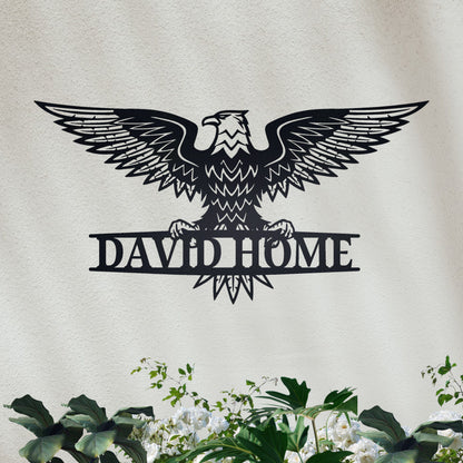 Custom Metal Address Sign with Eagle | Personalized House Number Plaque
