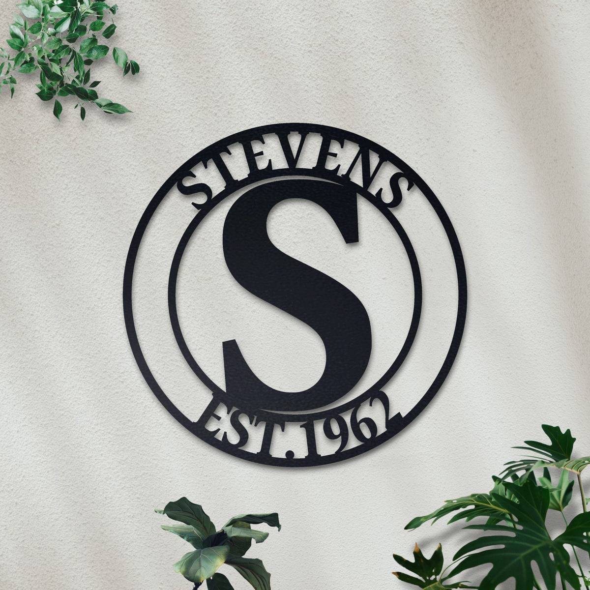Custom Metal Monogram Sign, Family Name, Established Date, Steel Wall Art