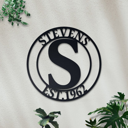 Custom Metal Monogram Sign, Family Name, Established Date, Steel Wall Art