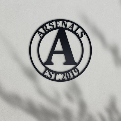 Custom Metal Monogram Sign, Family Name, Established Date, Steel Wall Art