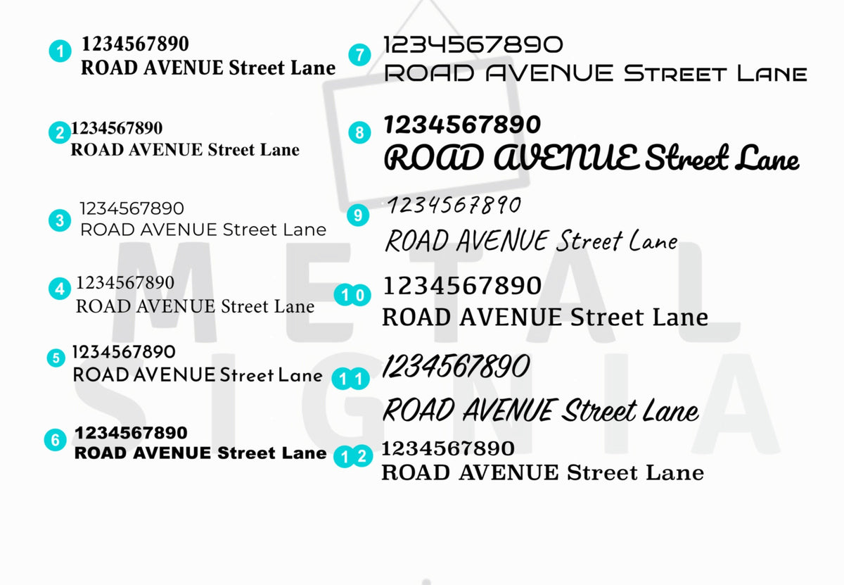 Address Sign for House, Metal House Number with Street Name, Colour Options