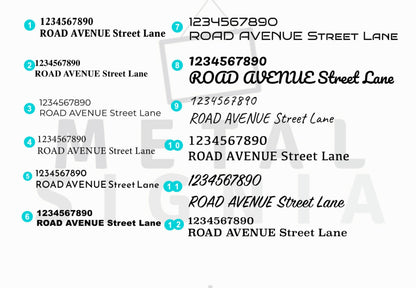 Address Sign for House, Metal House Number with Street Name, Colour Options