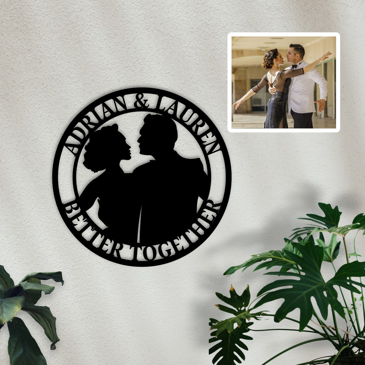Custom Photo Metal Wall Art, Wedding Name Sign, Anniversary Gift