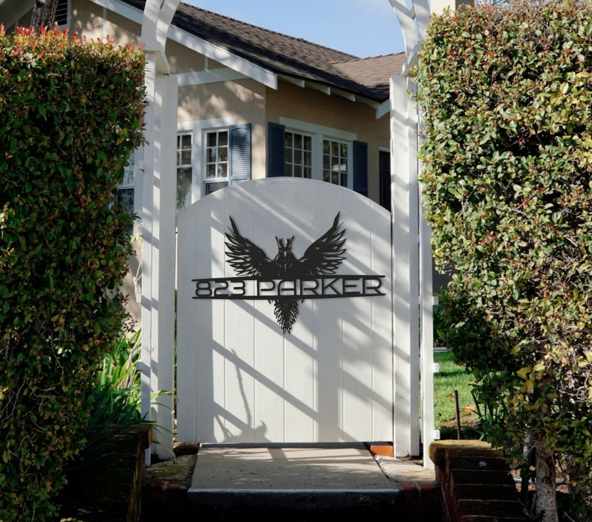 Custom Metal Address Sign with Eagle, Personalized House Number