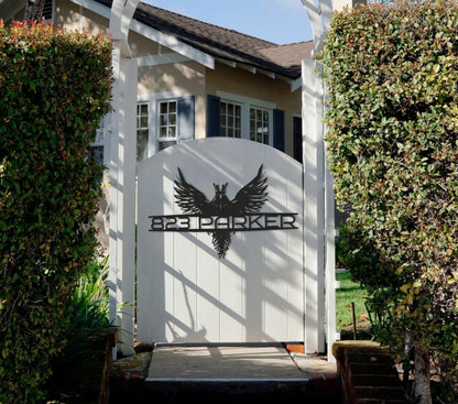 Custom Metal Address Sign with Eagle, Personalized House Number
