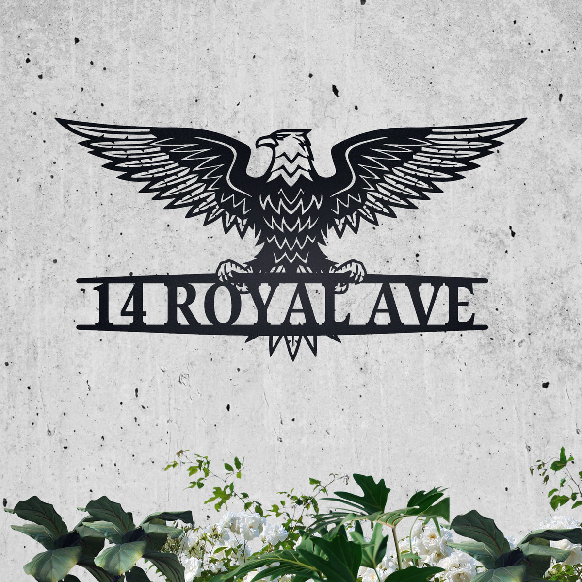 Custom Metal Address Sign with Eagle | Personalized House Number Plaque