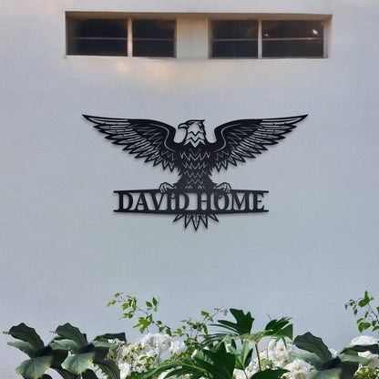 Custom Metal Address Sign with Eagle | Personalized House Number Plaque