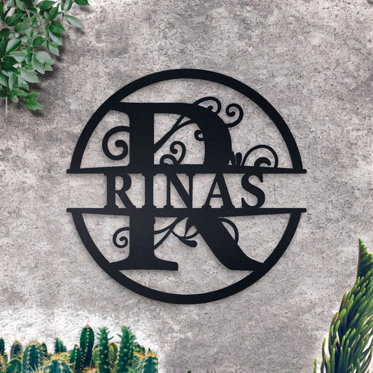 Personalized Metal Name Sign, Initial Door Hanger, Wall Art