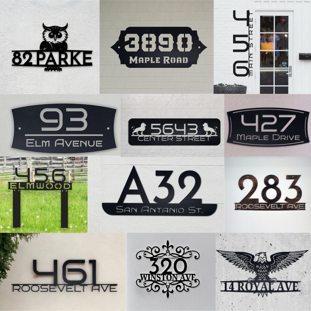Vertical Custom Metal Address Sign, House Number, Housewarming Gift