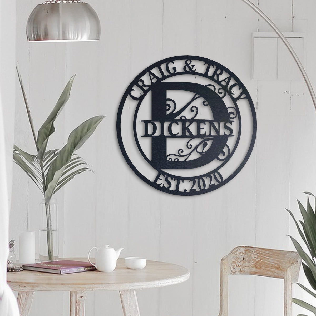 Personalized Metal Family Name Sign, Wedding Gift, Custom Door Hanger