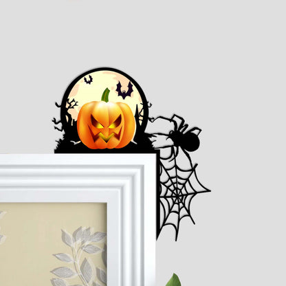 Halloween Door Corner Sign, Pumpkin, Spider Web Decor
