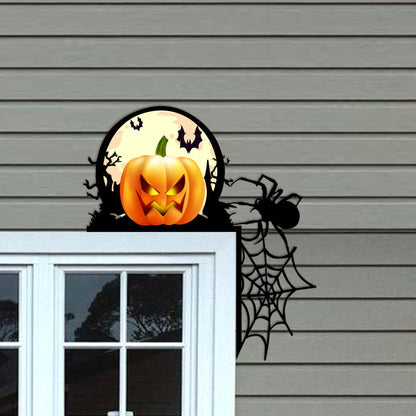 Halloween Door Corner Sign, Pumpkin, Spider Web Decor