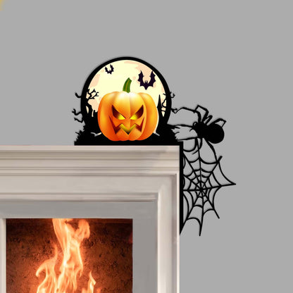 Halloween Door Corner Sign, Pumpkin, Spider Web Decor