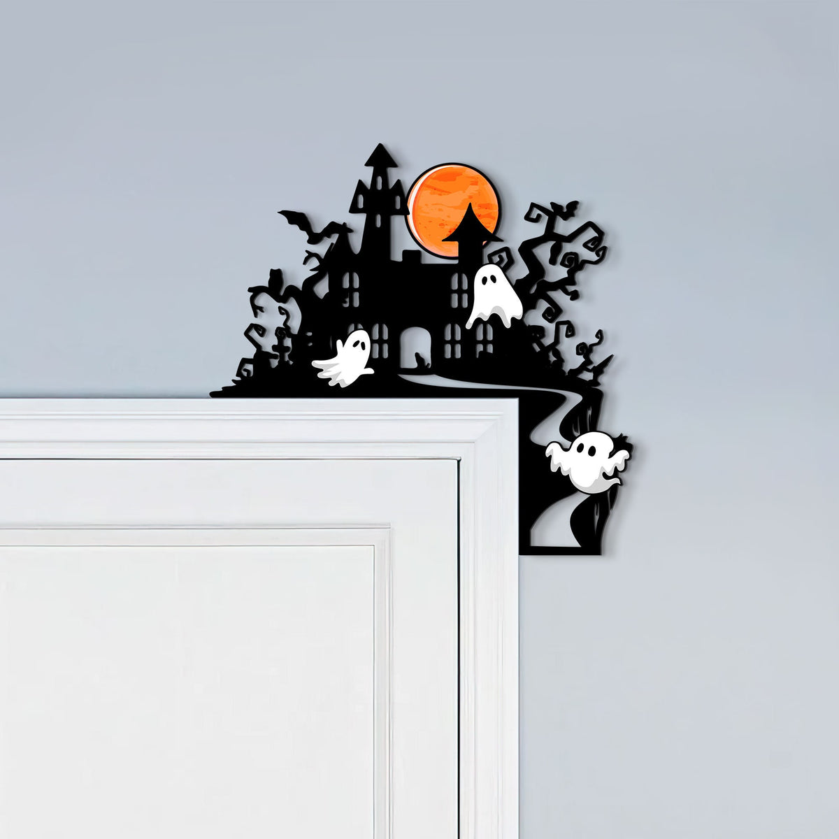 Metal Haunted House Door Corner Sign, Halloween Decor