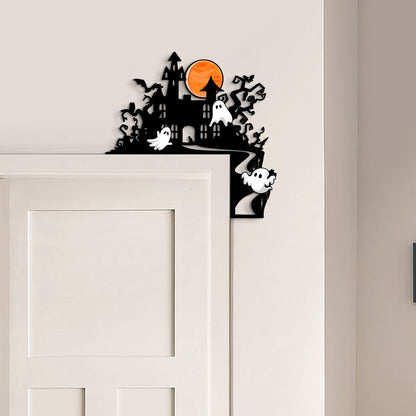 Metal Haunted House Door Corner Sign, Halloween Decor