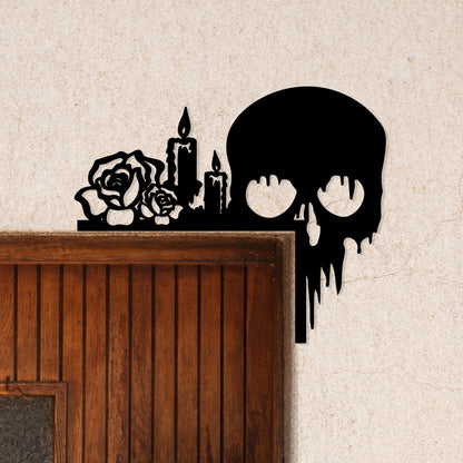 Metal Halloween Door Corner Sign, Spooky Silhouette Decor