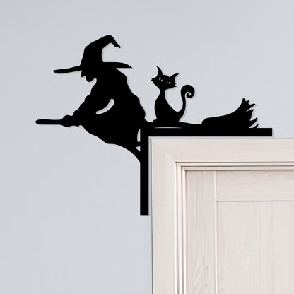 Metal Halloween Door Corner Sign, Spooky Silhouette Decor