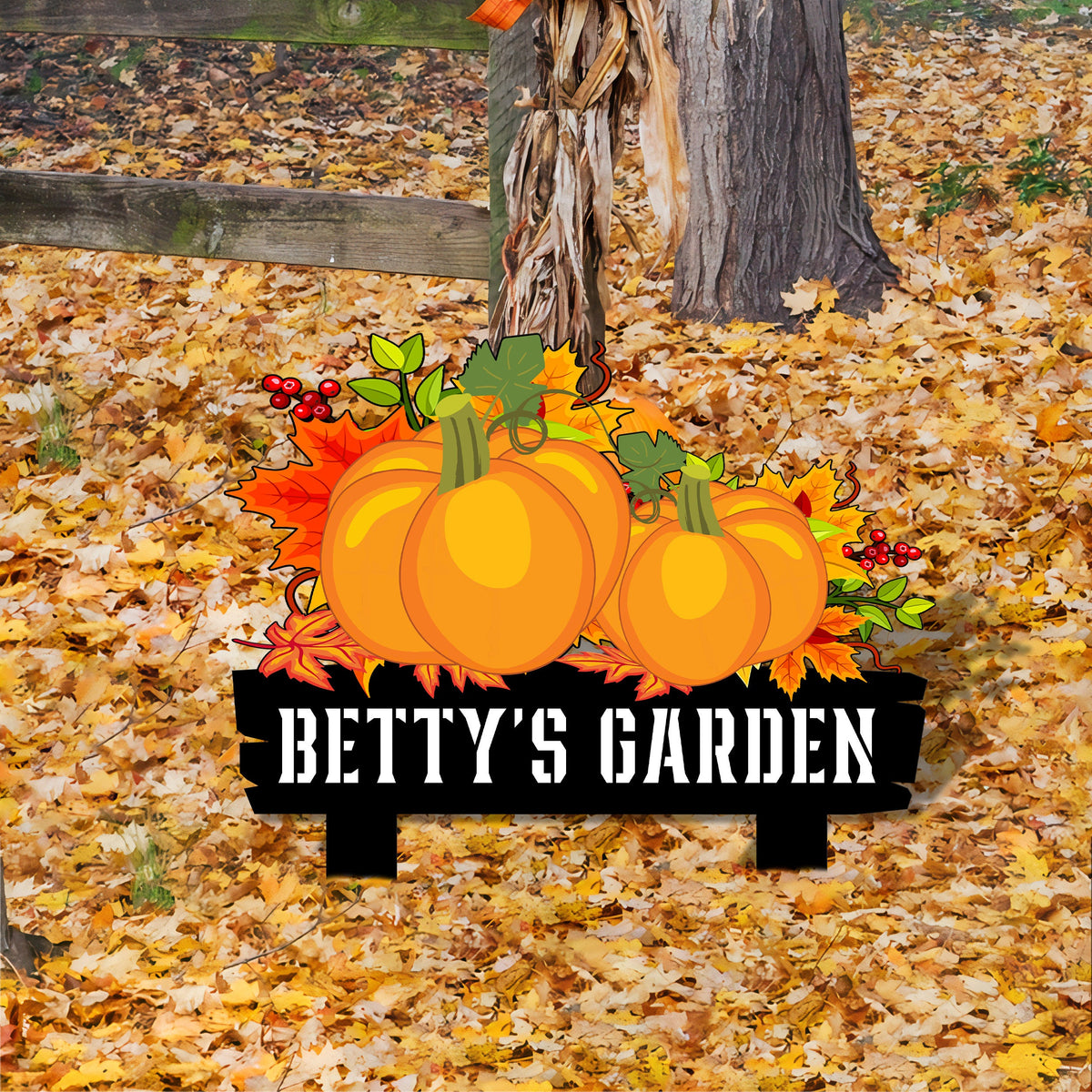Custom Metal Pumpkin Garden Sign, Fall Yard Decor