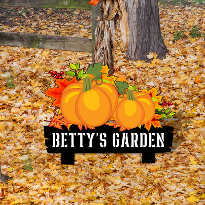 Custom Metal Pumpkin Garden Sign, Fall Yard Decor