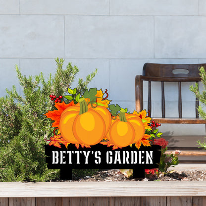 Custom Metal Pumpkin Garden Sign, Fall Yard Decor