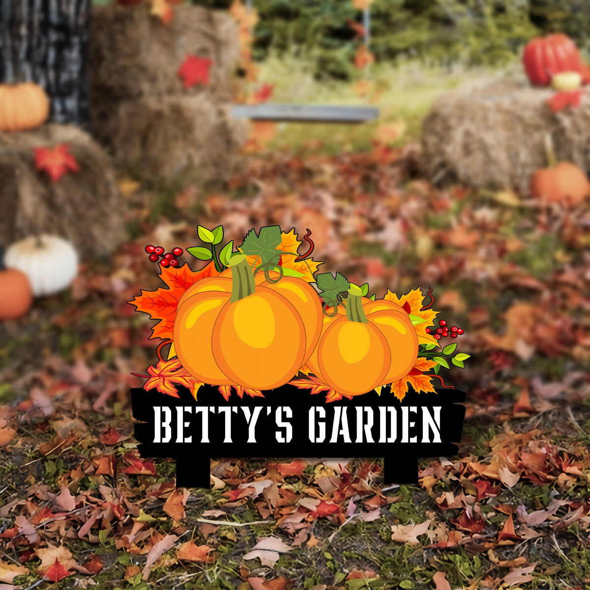 Custom Metal Pumpkin Garden Sign, Fall Yard Decor
