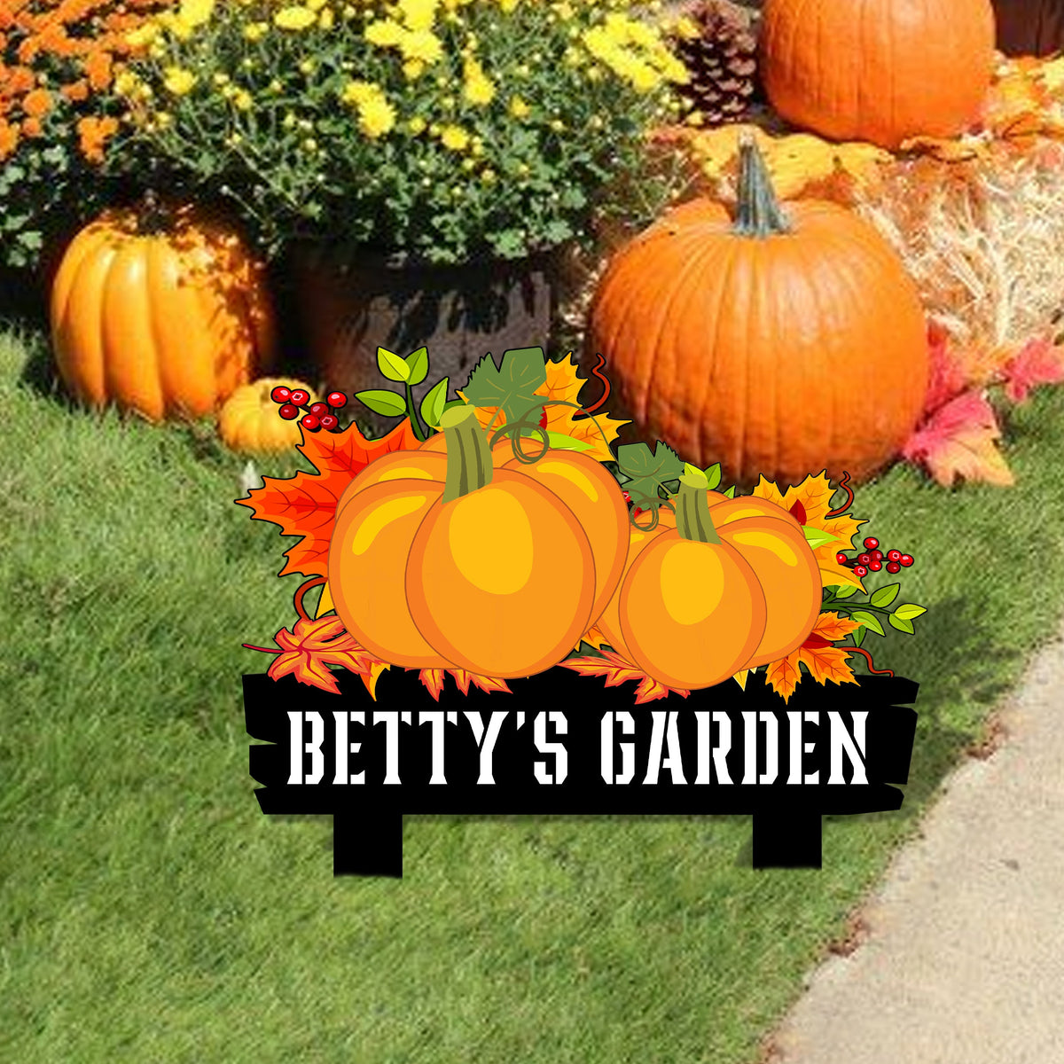 Custom Metal Pumpkin Garden Sign, Fall Yard Decor
