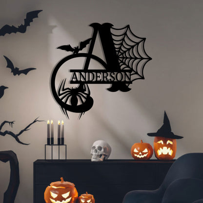 Personalized Halloween Letter Sign with LED Lights, Spooky Family Name Monogram