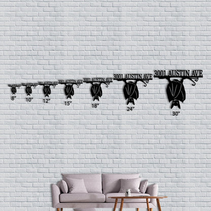 Personalized Bat Address Sign, Custom Metal House Number Plaque, Fall Home Decor