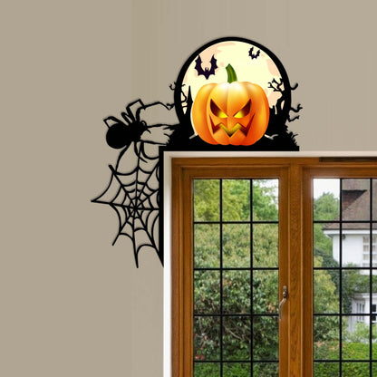Halloween Door Corner Sign, Pumpkin, Spider Web Decor