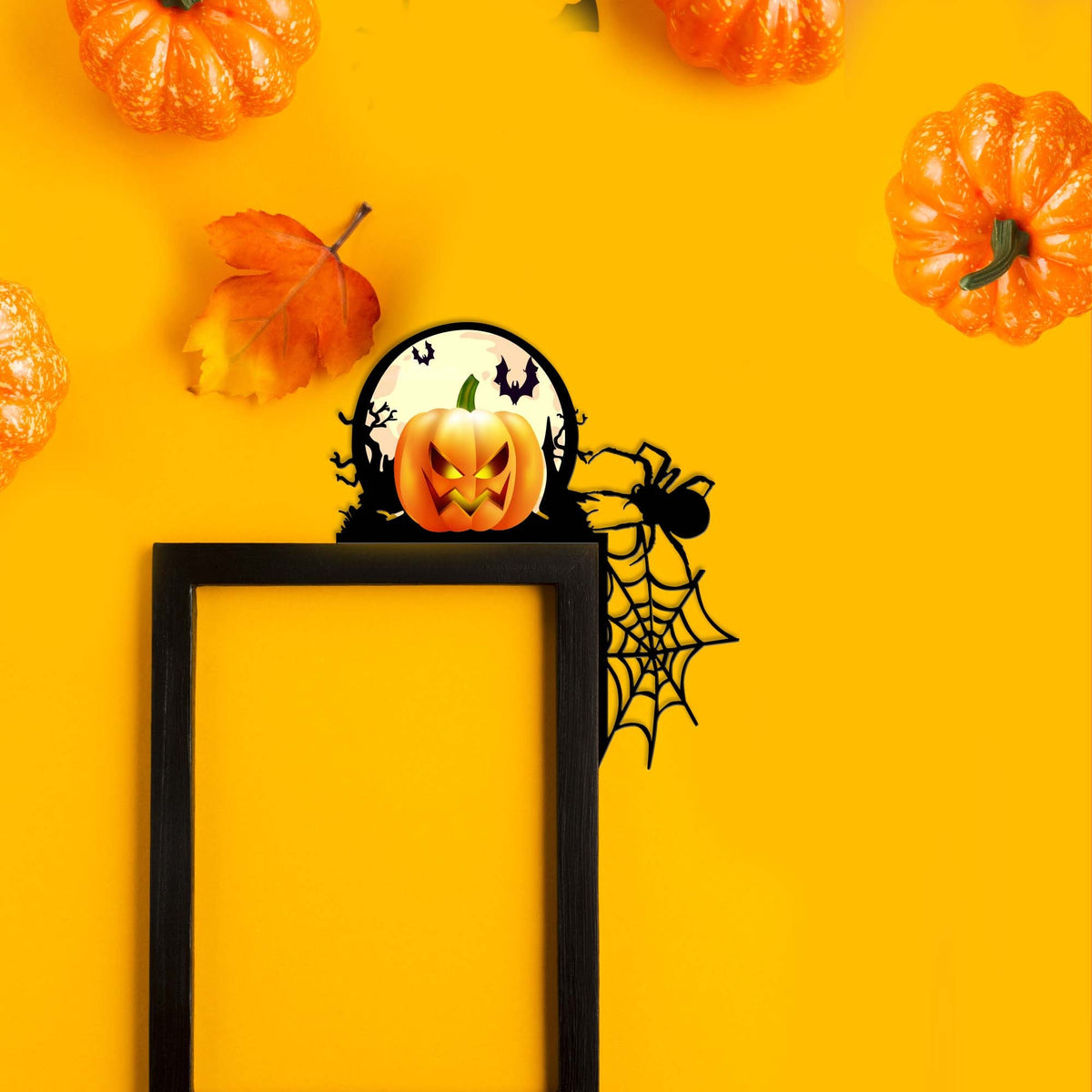 Halloween Door Corner Sign, Pumpkin, Spider Web Decor
