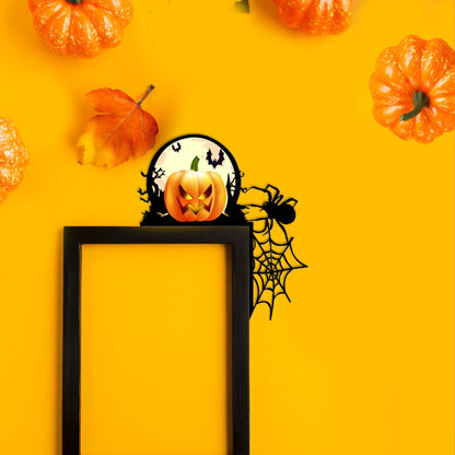 Halloween Door Corner Sign, Pumpkin, Spider Web Decor