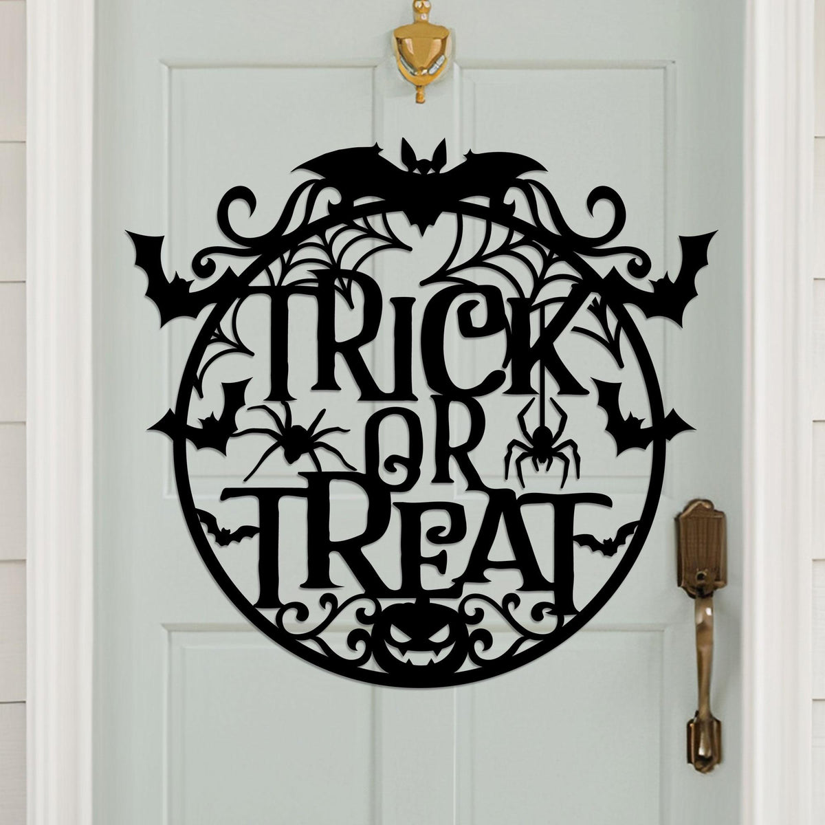 Trick or Treat Metal Halloween Sign, Weather-Resistant Fall Decor