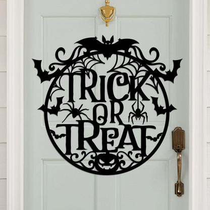 Trick or Treat Metal Halloween Sign, Weather-Resistant Fall Decor