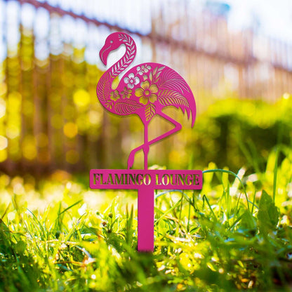 Personalized Pink Flamingo Sign, Custom Flamingo Metal Sign, Pool Sign, Beach House Gifts, Housewarming Gift, Flamingo Decor, Garden Decor