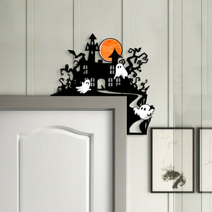 Metal Haunted House Door Corner Sign, Halloween Decor